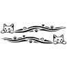 Adesivo gatto striscia 12CM 2 PZ AUTO MOTO COLOR NERO IN  PVC