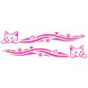 Adesivo gatto striscia 12CM 2 PZ AUTO MOTO COLOR FUXIA IN  PVC