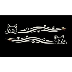 Adesivo gatto striscia 12CM 2 PZ AUTO MOTO COLOR BIANCO IN  PVC