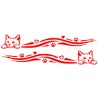 Adesivo gatto striscia 12CM 2 PZ AUTO MOTO COLOR ROSSO IN  PVC