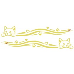 Adesivo gatto striscia 12CM 2 PZ AUTO MOTO COLOR ORO IN  PVC