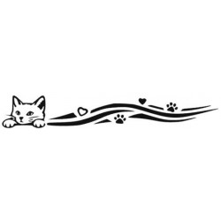 ADESIVI STICKERS STRISCIA LATERALE GATTO  15 CM  AUTO MOTO NERO IN  PVC