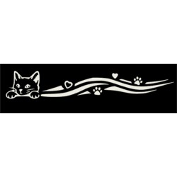 ADESIVI STICKERS STRISCIA LATERALE GATTO 15 CM  AUTO MOTO BIANCO IN  PVC